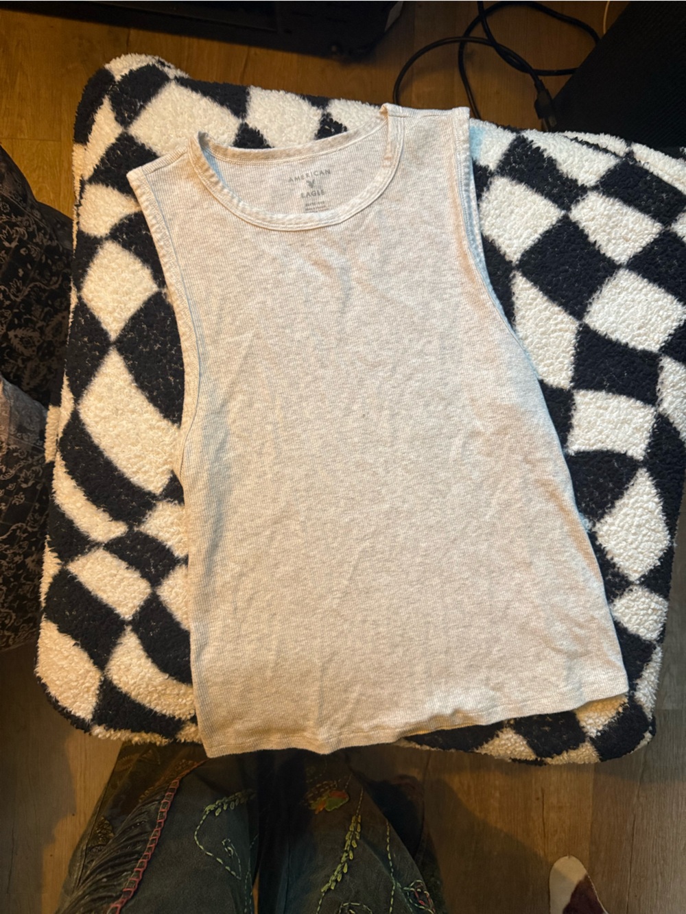 American Eagle Outfitters Light Heather Gray Ribbed Tank